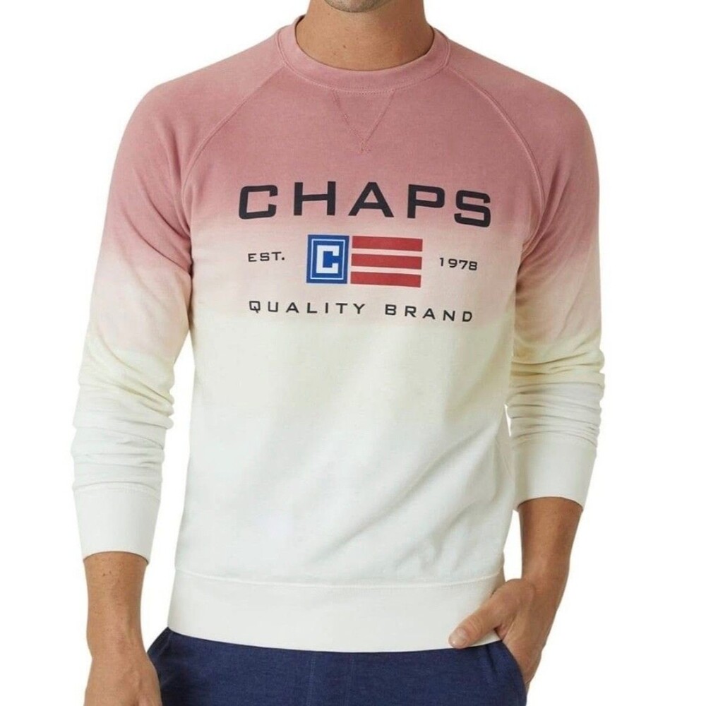 New Chaps Super Soft Men's L Gradient Pink Lightweight Signature Sweatshirt